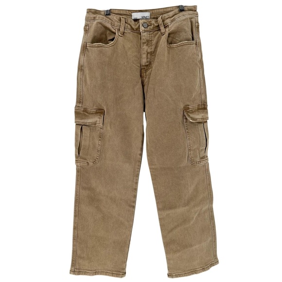 Vervet Jeans Womens 29 Khaki Cargo Straight Leg Utility Pockets Denim Brown - Picture 1 of 12